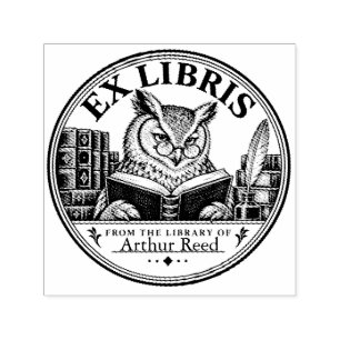 Personalised Owl Ex Libris Library Book Stamp