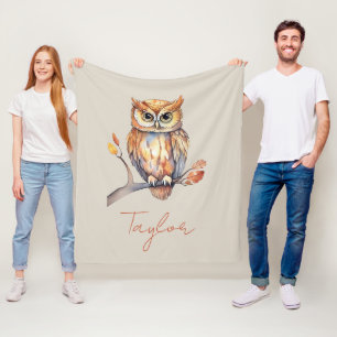 Personalised Owl Fleece Blanket