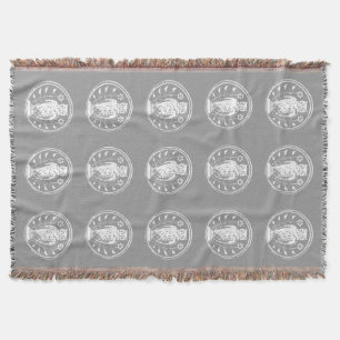 Personalised Owl Grey and Any Colour Medallion Throw Blanket