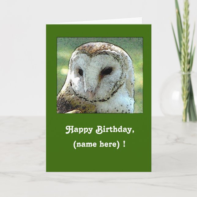 Personalised Owl Hooting Birthday Card (Front)