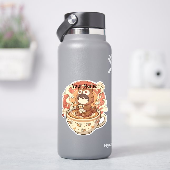 Personalised Owl Laptop Decal Waterproof Sticker (HydroFlask)