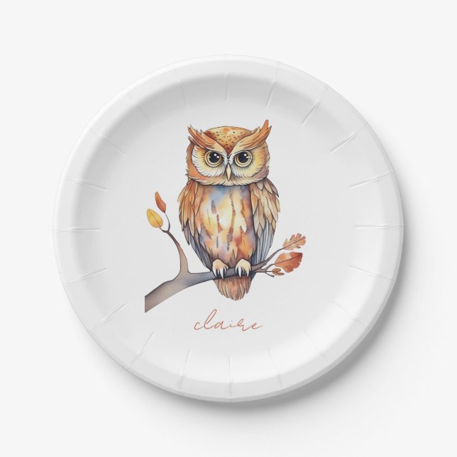 Personalised Owl Paper Plate (Front)