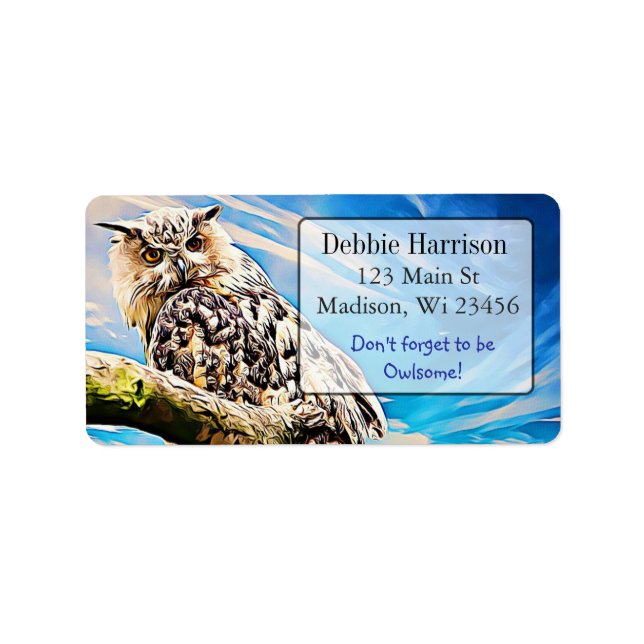 Personalised Owl Quote Return Address Labels (Front)