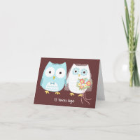 Personalised Owls Couple Happy Wedding Anniversary
