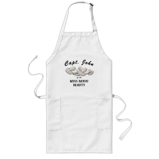 Personalised Oyster Fisherman's Long Apron (Front)