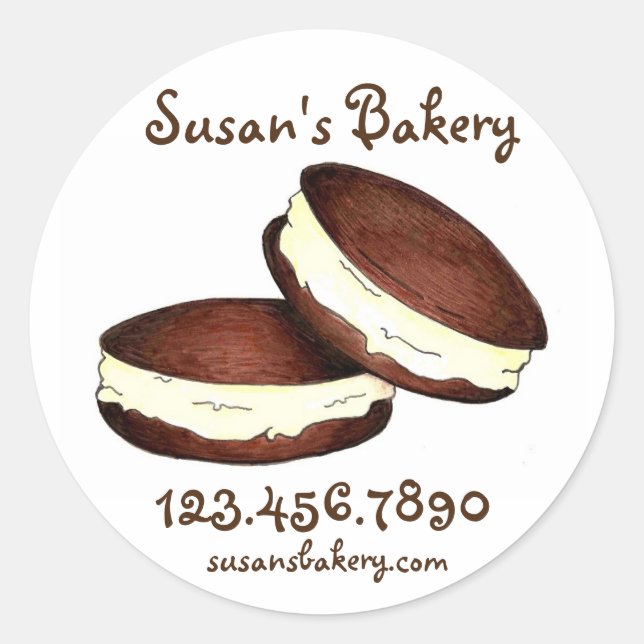 Personalised PA Dutch Whoopie Pie Baked By Bakery Classic Round Sticker (Front)