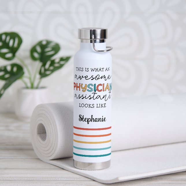 Personalised PA Funny Awesome Physician Assistant Water Bottle (Yoga)