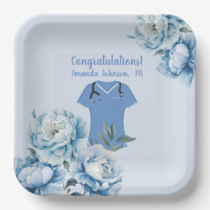 Personalised PA Physician Assistant Blue Scrubs Paper Plate