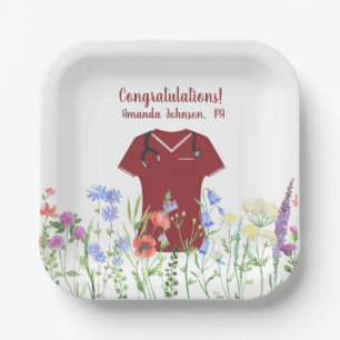 Personalised PA Physician Assistant Blue Scrubs Paper Plate