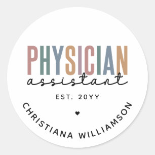 Personalised PA Physician Assistant Graduation Classic Round Sticker