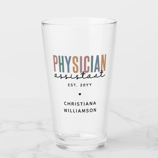 Personalised PA Physician Assistant Graduation Glass (Front)