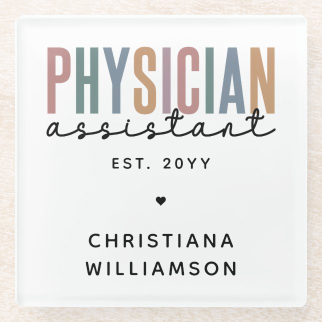 Personalised PA Physician Assistant Graduation Glass Coaster (Front)