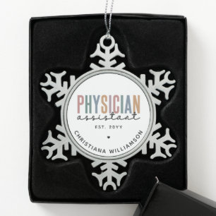 Personalised PA Physician Assistant Graduation Snowflake Pewter Christmas Ornament