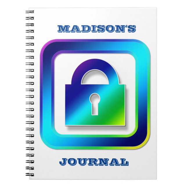 Personalised Padlock Custom Text Notebook (Front)
