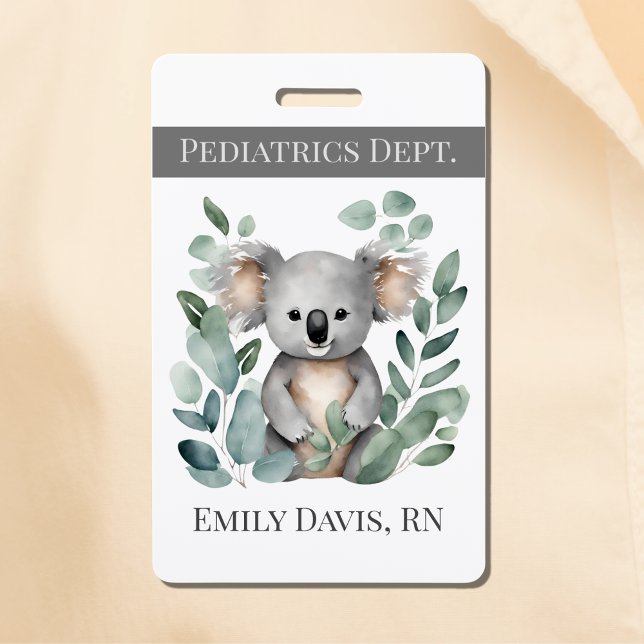 Personalised Paediatrics Nurse Name Koala Bear ID Badge (Creator Uploaded)