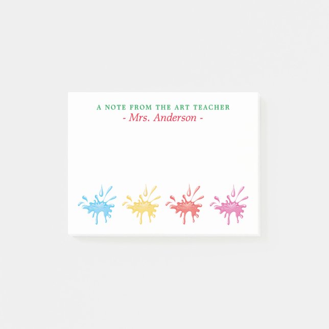 Personalised Pain Splashed Art Teacher Post-it Notes (Front)
