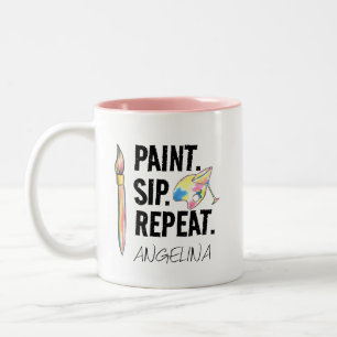 Personalised Paint and Sip Birthday Party Two-Tone Coffee Mug