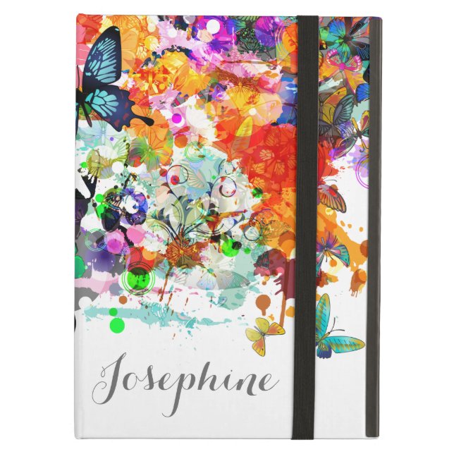 Personalised Paint splash Butterflies Pop Art Cover For iPad Air (Front Closed)