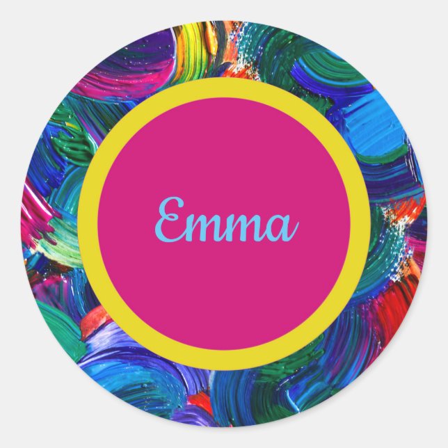 Personalised Painted Name Stickers with Double Dot (Front)