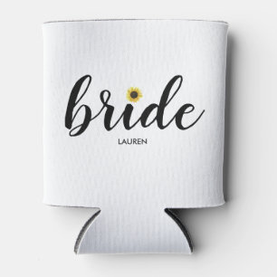 Personalised Painted Sunflower Bride Can Cooler