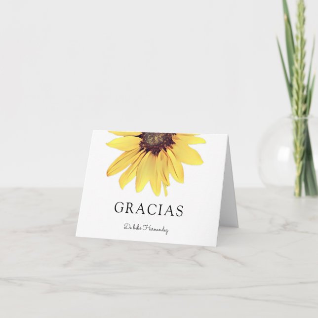 Personalised Painted Sunflower Gracias Thank You Card (Front)