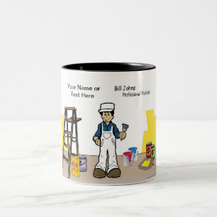 Personalised Painter - Male Cartoon Two-Tone Coffee Mug
