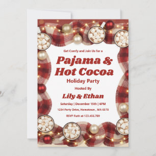 Personalised Pajama & Hot Cocoa Christmas Party Invitation