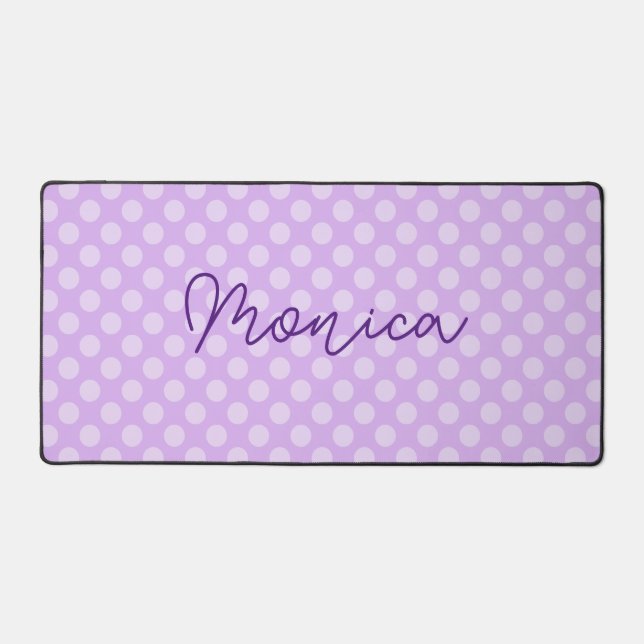 Personalised Pale Lavender Polka Dot Desk Mat (Front)