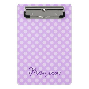 Personalised Pale Lavender Polka Dot Mini Clipboard