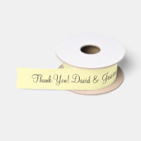 Personalised pale yellow wedding favour ribbon