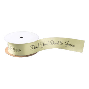 Personalised pale yellow wedding favour ribbon satin ribbon