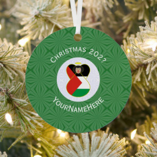 Personalised Palestinian Angel Christmas Flag  Metal Tree Decoration
