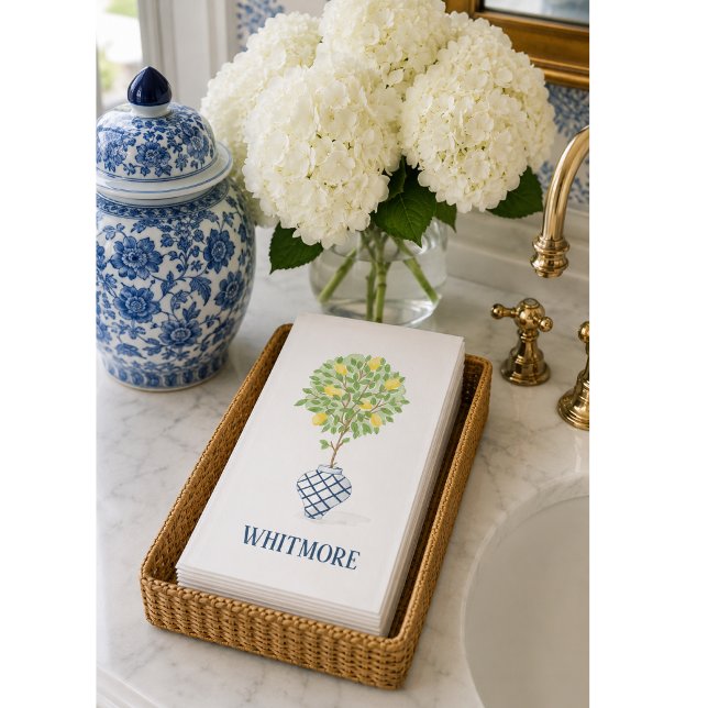Personalised Palm Beach Lemon Topiary  Napkin (Display photo made with AI)