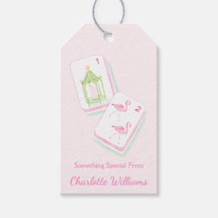 Personalised Palm Beach Mah Jongg Pink & Green Gift Tags