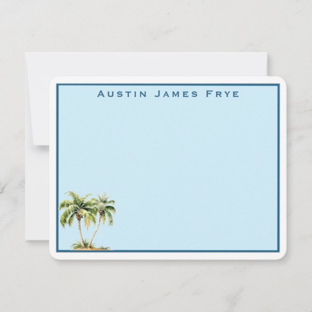 Personalised Palm Tree Border Stationery Note Card (Front)