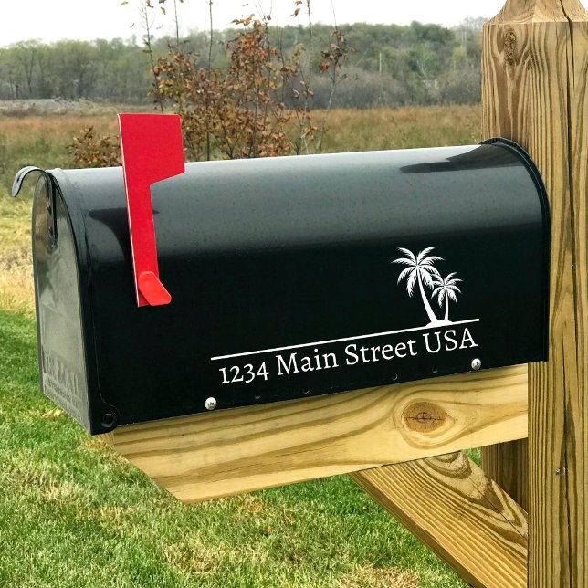 Personalised Palm Tree Mailbox Decal:Custom Street Bumper Sticker (Personalized Palm Tree Mailbox Decal: Custom Street Address)
