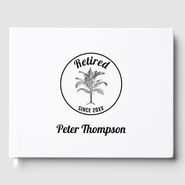 Personalised Palm Tree Retirement Memory Gift Guest Book (Front)