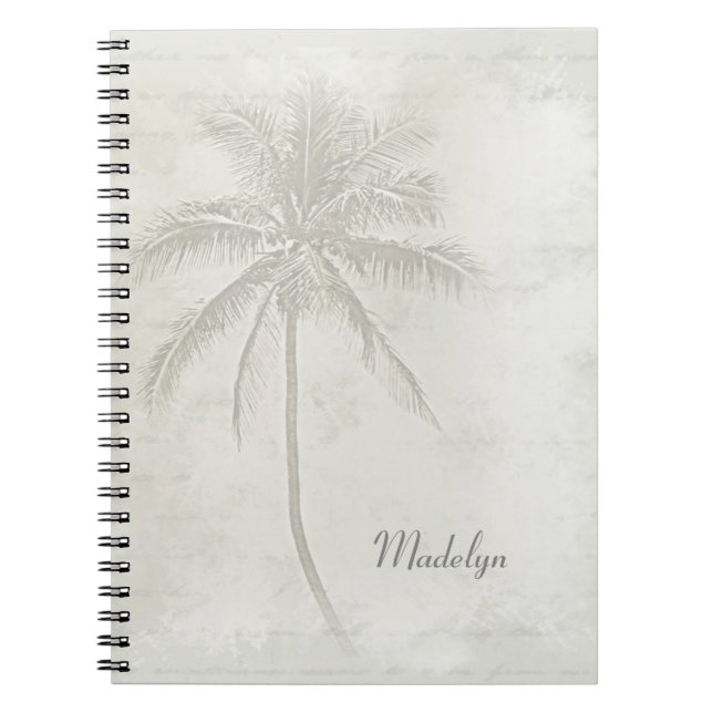Personalised Palm Tree Taupe Notebook (Front)