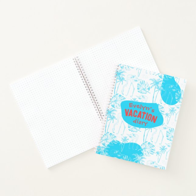 Personalised Palm Trees and Flamingo Turquoise Notebook (Inside)