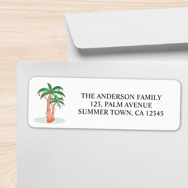 Personalised Palm Trees Tropical Return Address Label (Creator Uploaded)