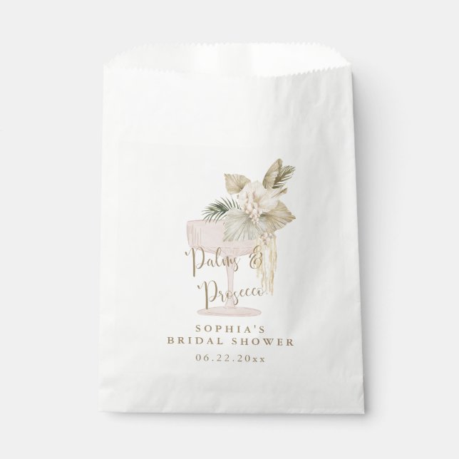 Personalised Palms and Prosecco bridal Favour Bag (Front)