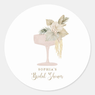 Personalised Palms and Prosecco bridal shower Classic Round Sticker