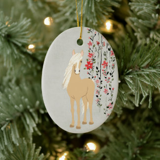 Personalised Palomino Pony and Flowers Horse Ceramic Ornament