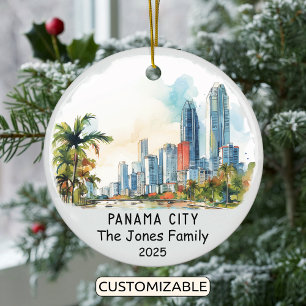 Personalised Panama City Ornament, Panama Ceramic Ornament