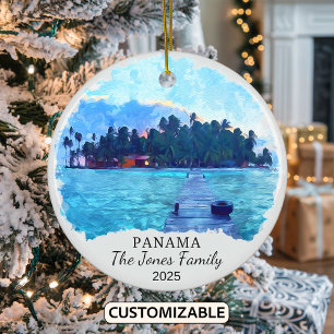 Personalised Panama Ornament, Central America Ceramic Ornament