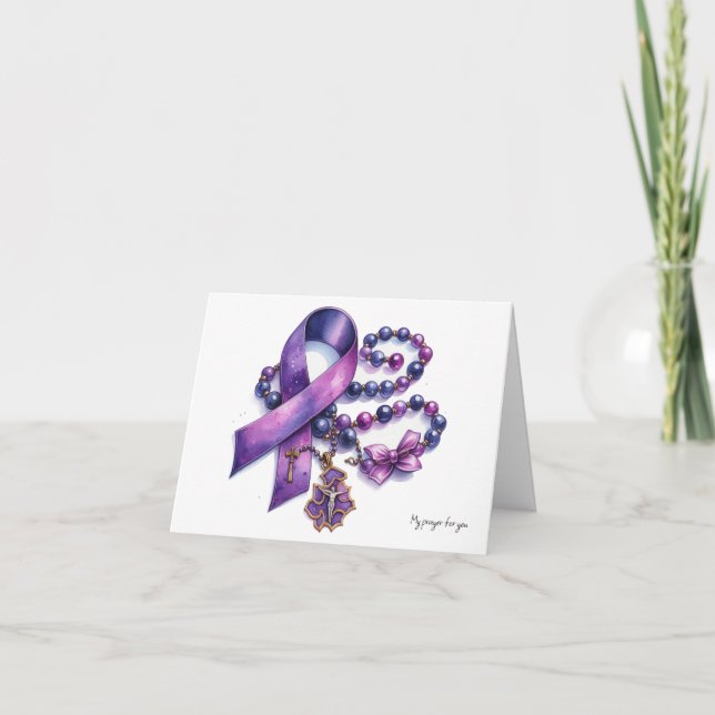 Personalised Pancreatic Cancer Prayer Rosary  Card (Front)