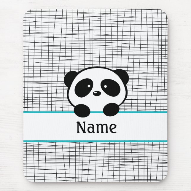 Personalised Panda Bear Aqua Black Mouse Pad (Front)