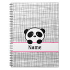 Personalised Panda Bear Pink Black Notebook