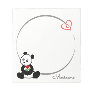 Personalised Panda Bear Tiny Heart Note Pad