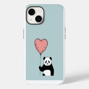 Personalised Panda Holding Heart Balloon – Sweet iPhone 14 Case